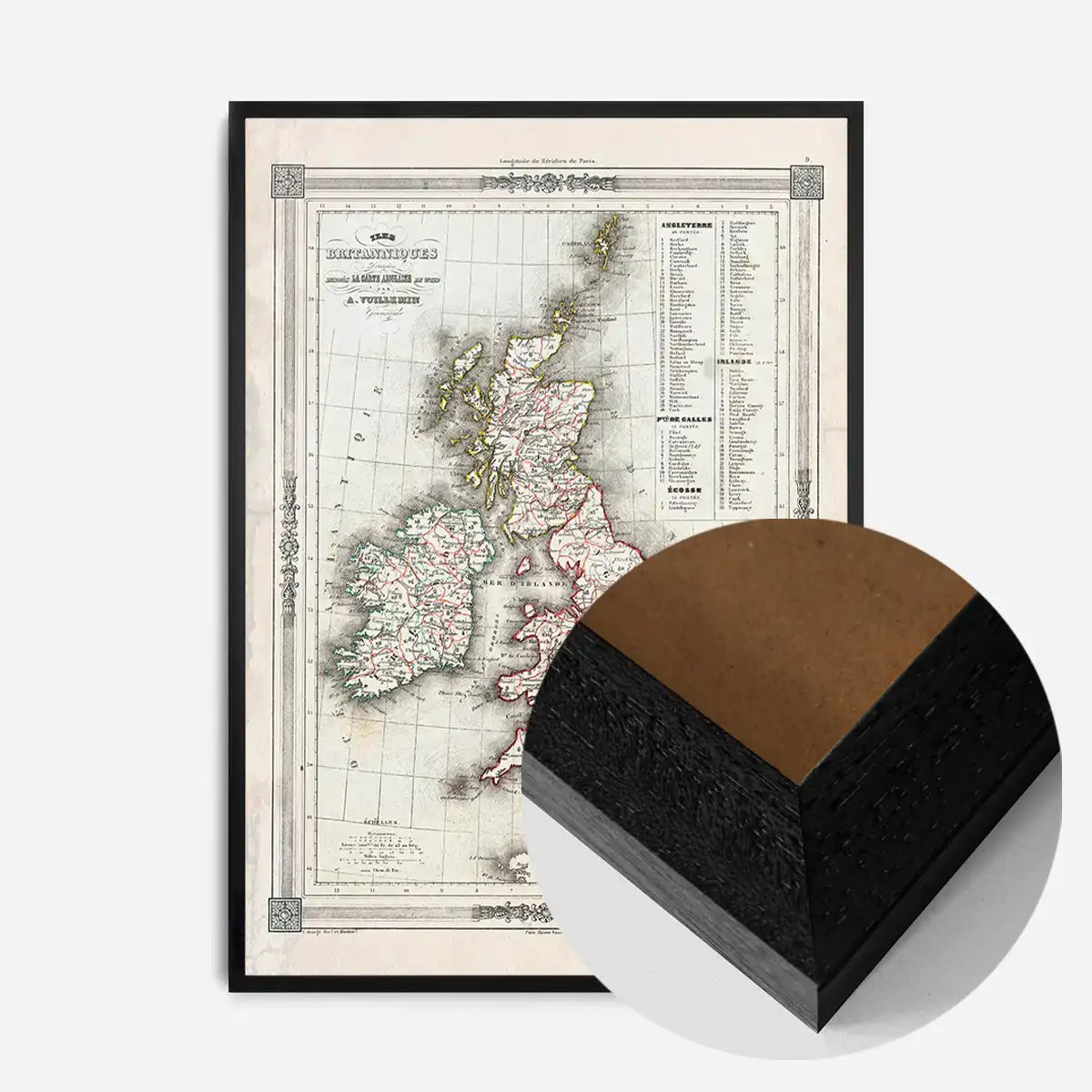 1852 Vuillemin Map of the British Isles