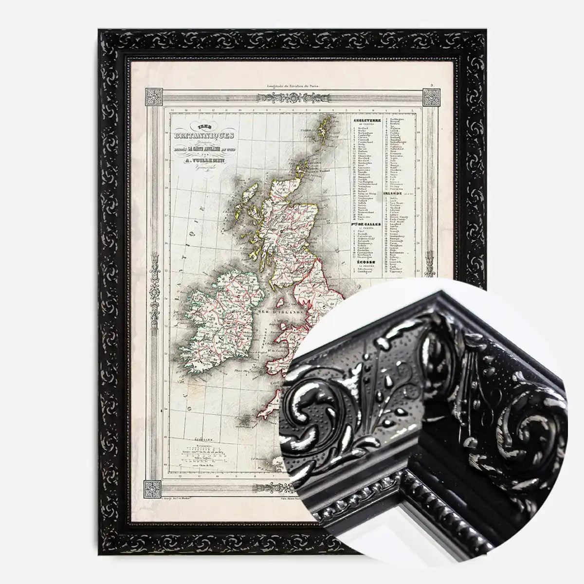1852 Vuillemin Map of the British Isles