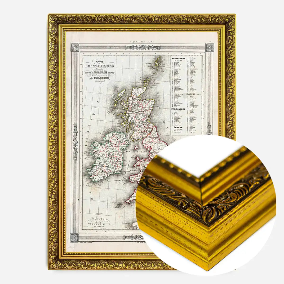 1852 Vuillemin Map of the British Isles