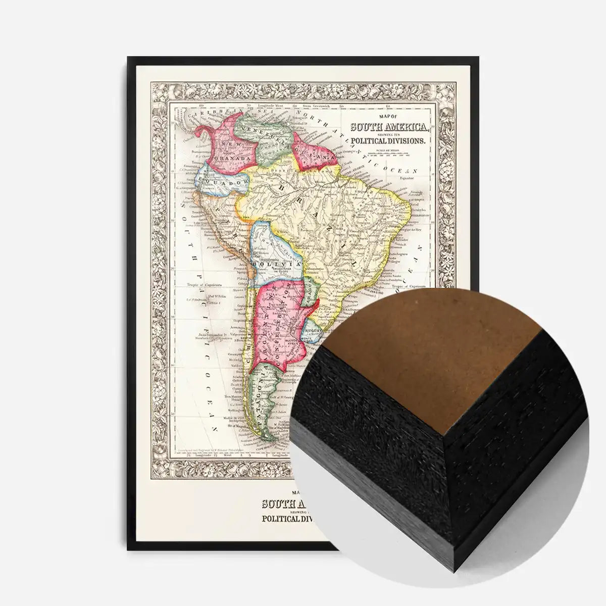 1863 Map of South America and Political Divisions