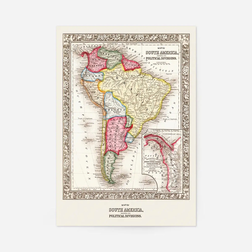 1863 Map South America Political Divisions