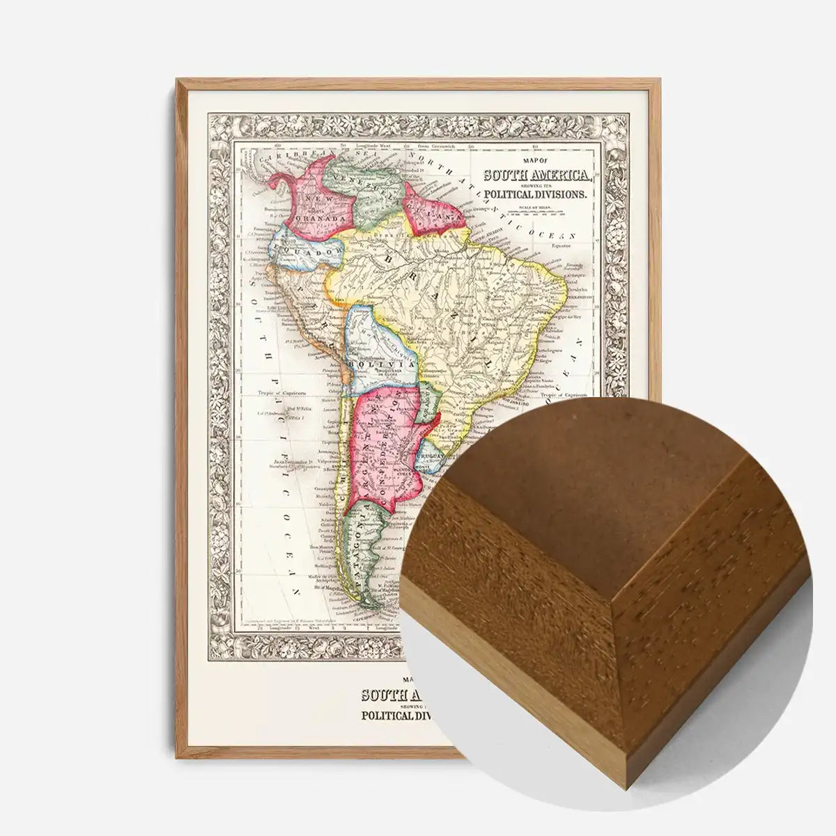 1863 Map of South America and Political Divisions