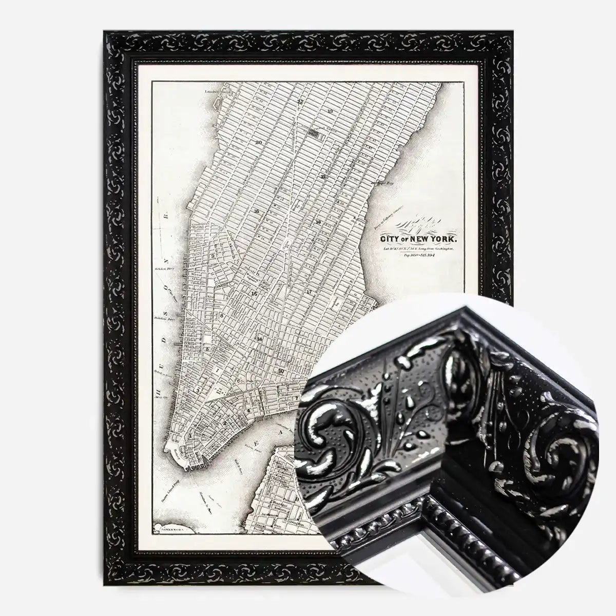 1850 New York City Map Black and White