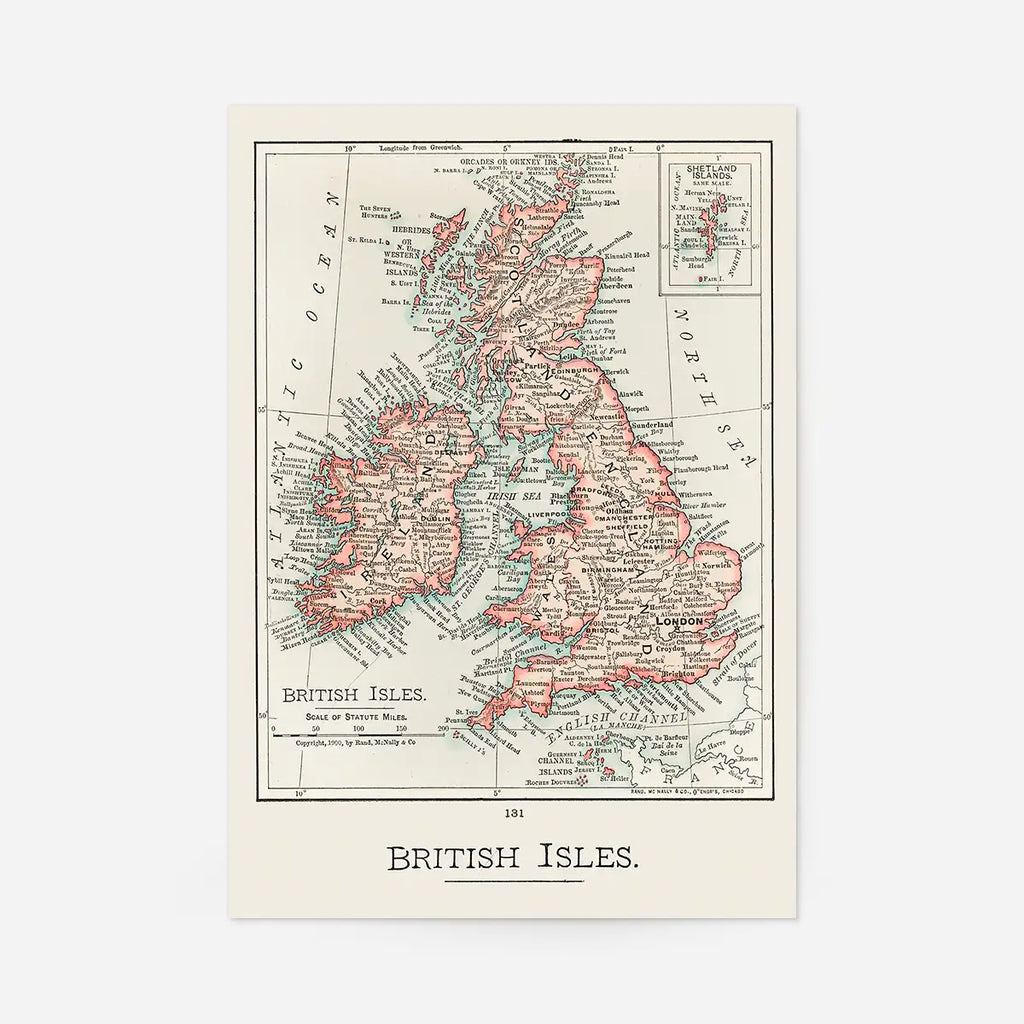 cartographic map British Isles published 1900