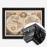 Antique World Map Double Hemisphere Map by Henricus Hondius 1630