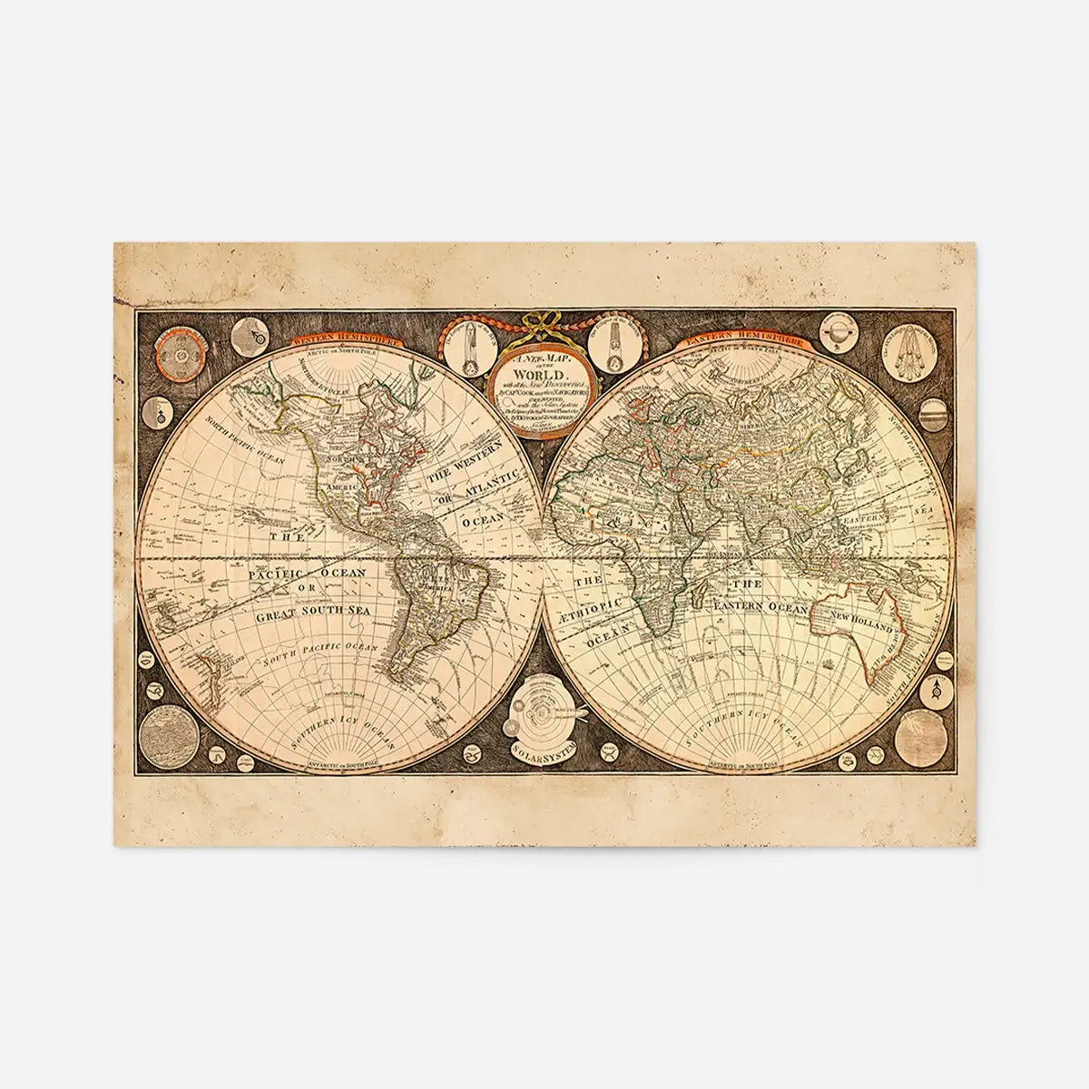 Captain Cook new Discoveries World Map 1799