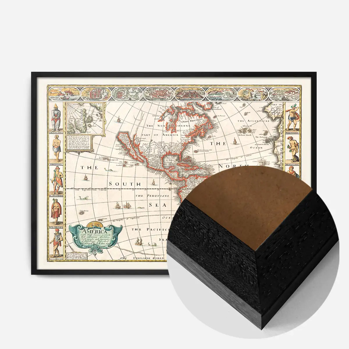 Vintage Map of America from 1640 by Abraham Goos