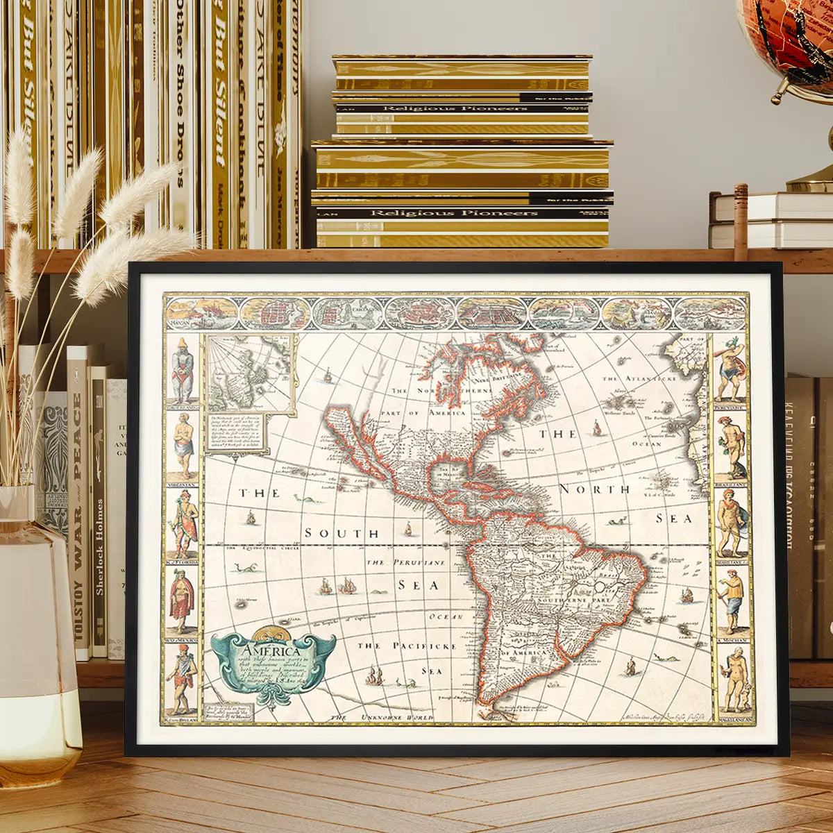 Vintage Map of America from 1640 by Abraham Goos