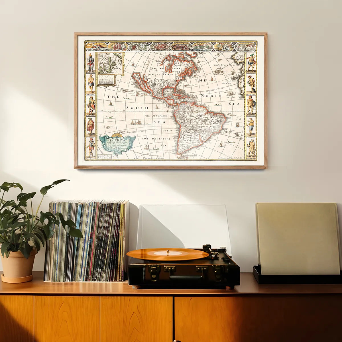 Vintage Map of America from 1640 by Abraham Goos