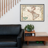 Vintage Map of America from 1640 by Abraham Goos