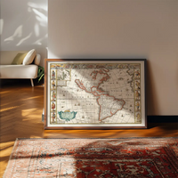 Vintage Map of America from 1640 by Abraham Goos