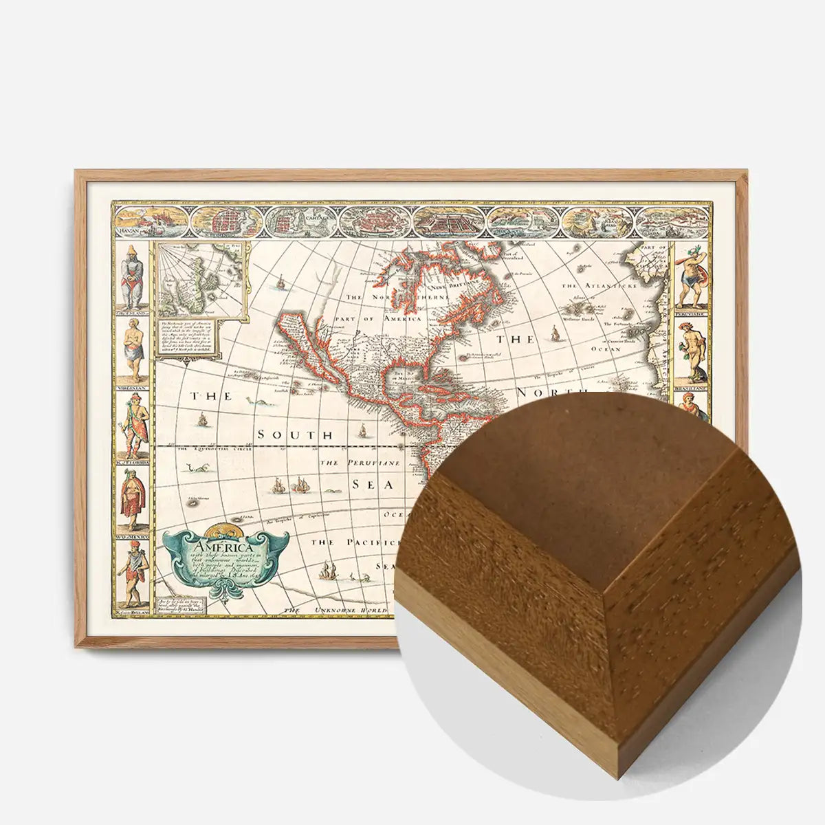 Vintage Map of America from 1640 by Abraham Goos