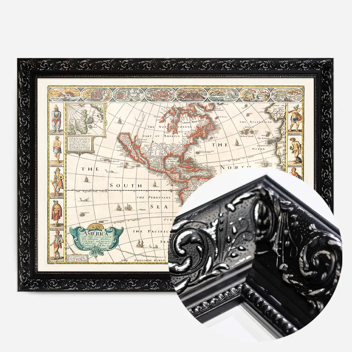 Vintage Map of America from 1640 by Abraham Goos