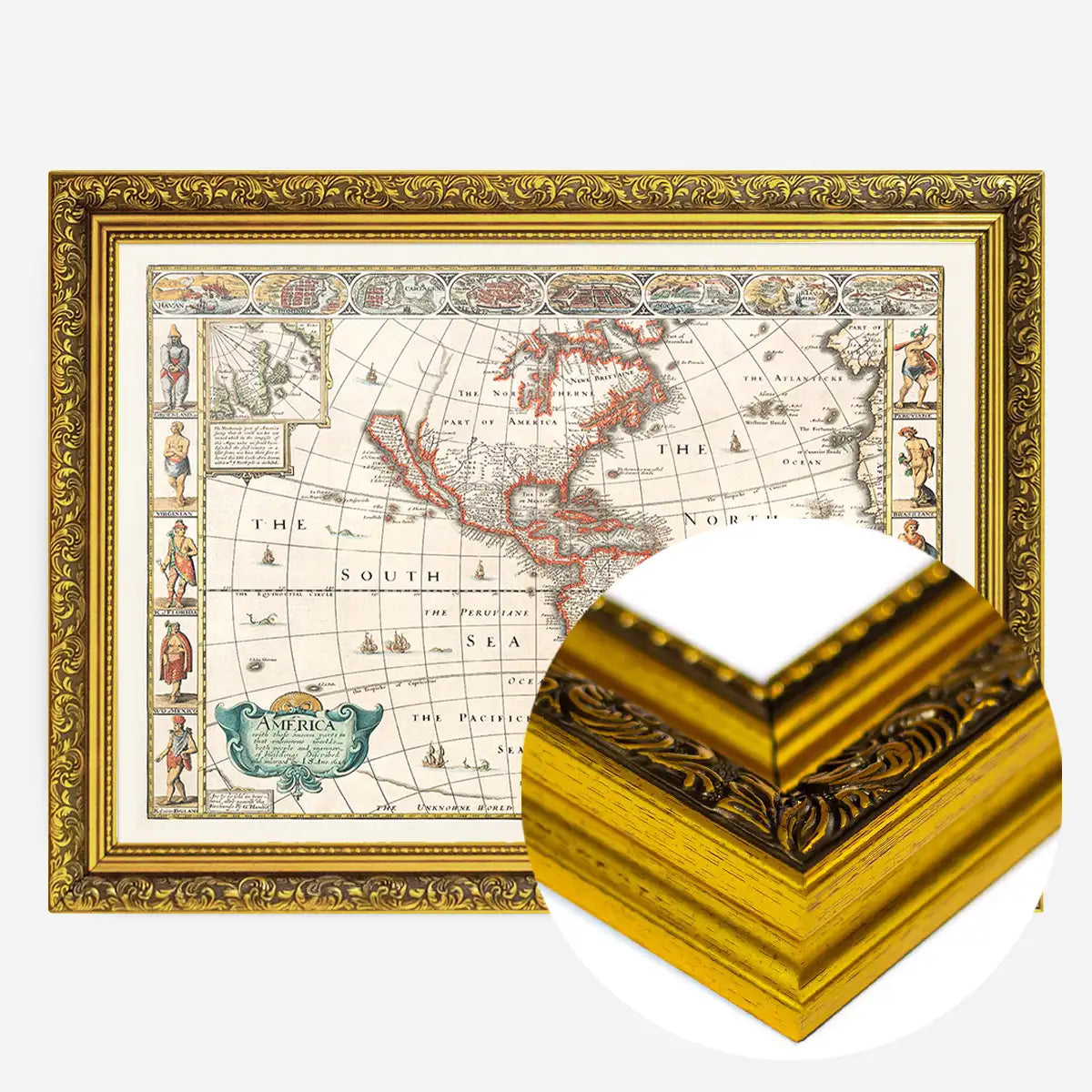 Vintage Map of America from 1640 by Abraham Goos