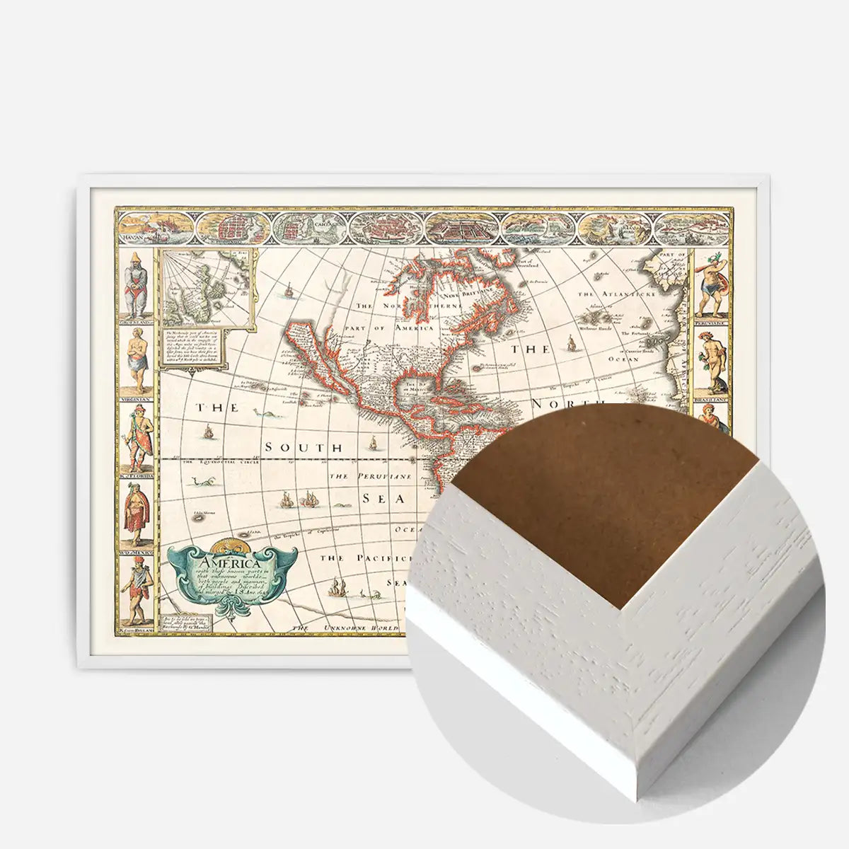 Vintage Map of America from 1640 by Abraham Goos