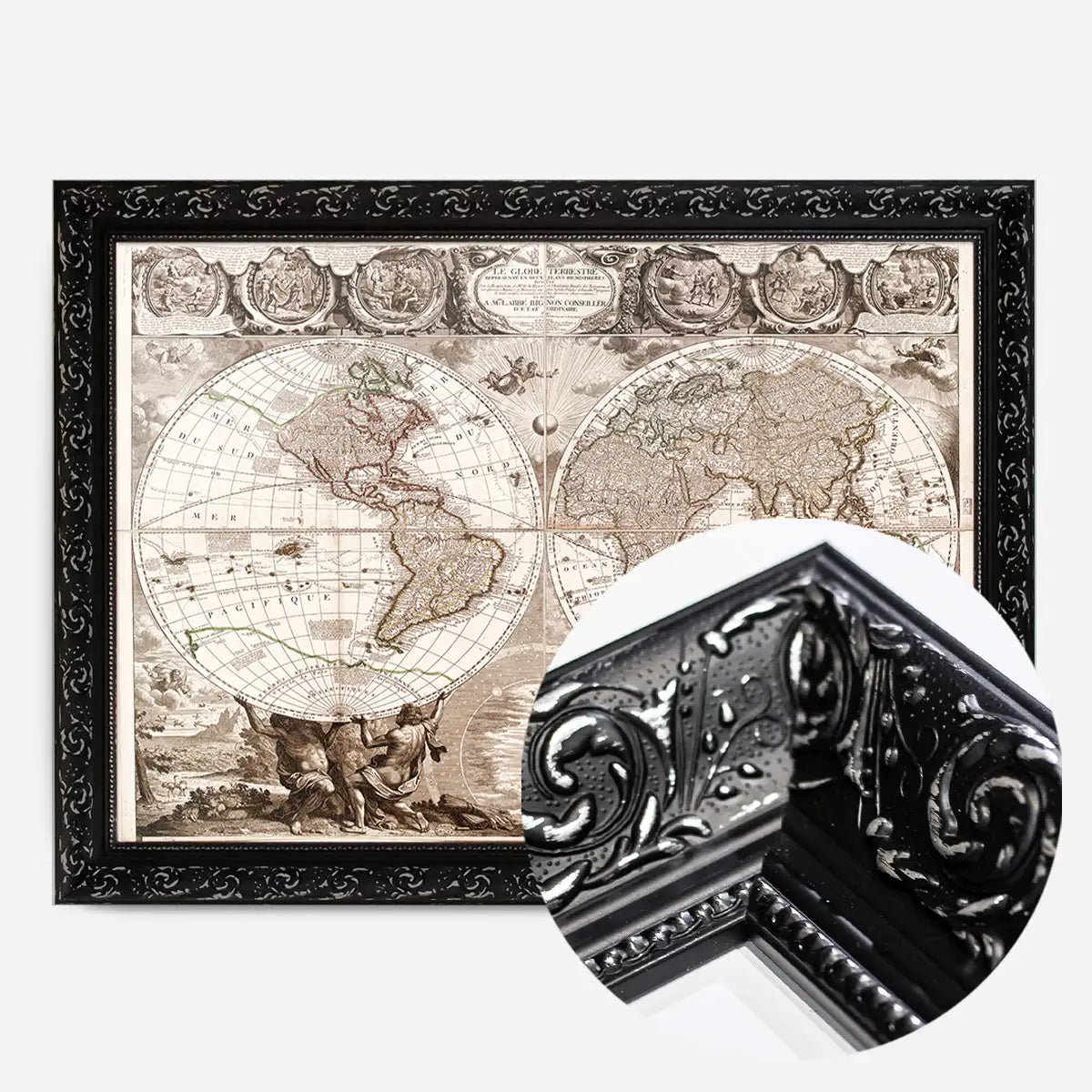 Vintage Illustrated Double Hemisphere World Map