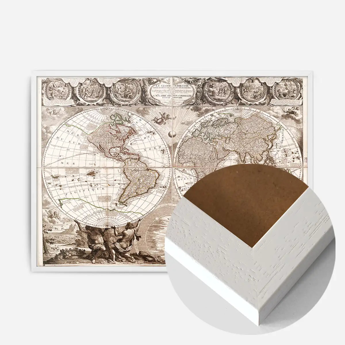 Vintage Illustrated Double Hemisphere World Map