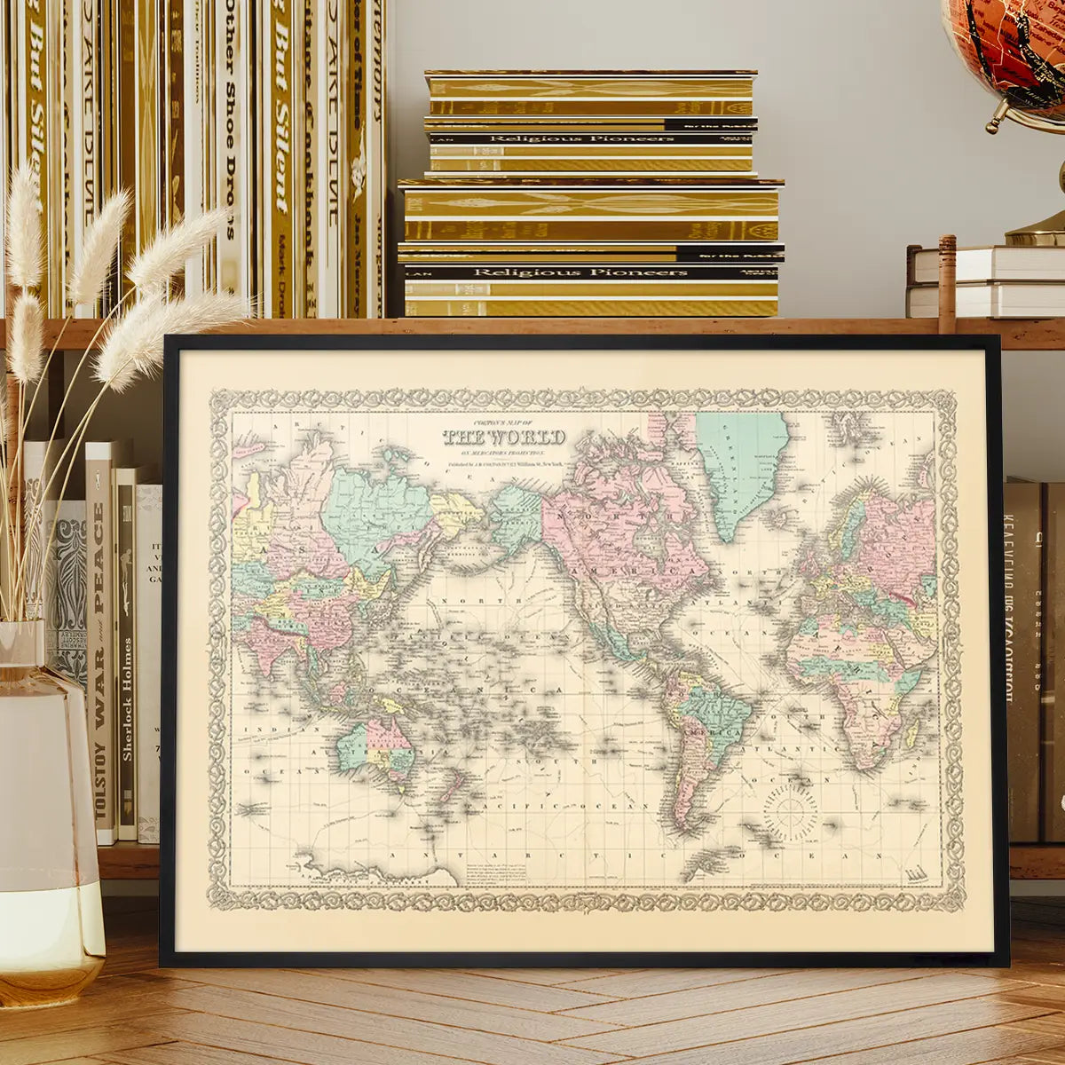 Coltons Map of the World on Mercators Projection 1858