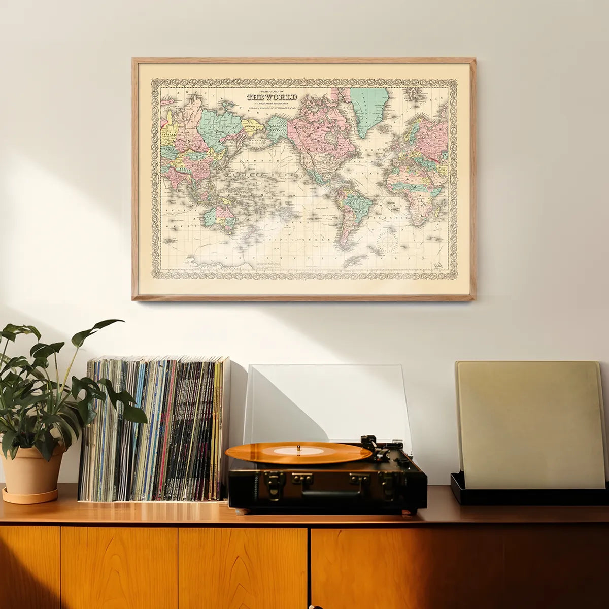 Coltons Map of the World on Mercators Projection 1858