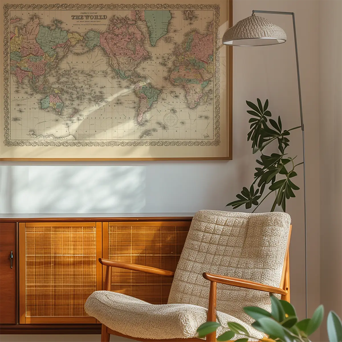 Coltons Map of the World on Mercators Projection 1858