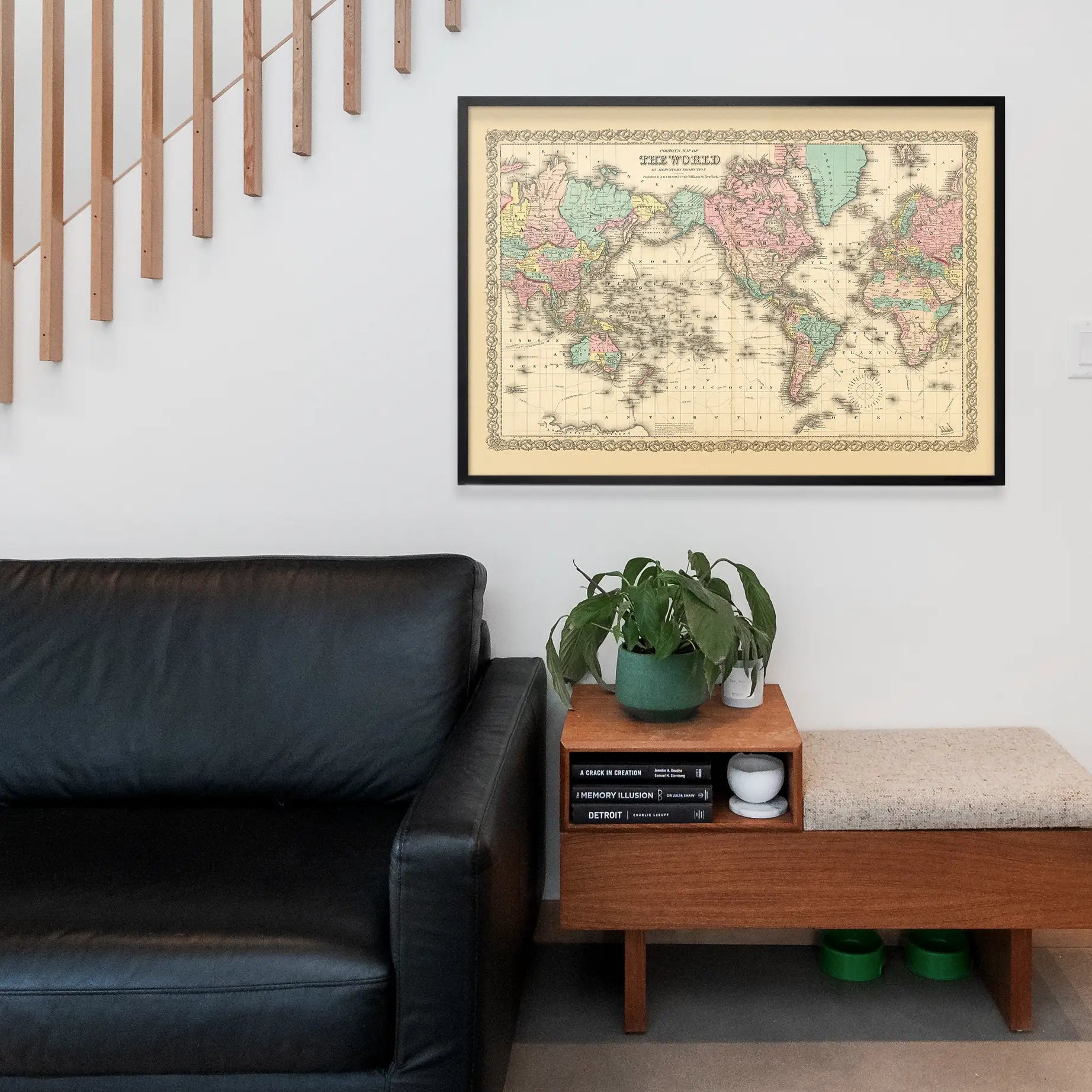 Coltons Map of the World on Mercators Projection 1858