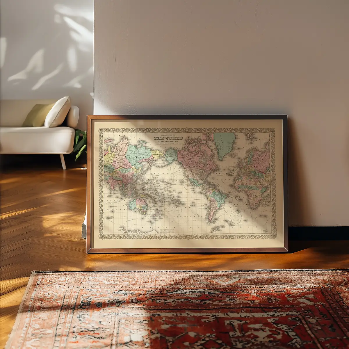 Coltons Map of the World on Mercators Projection 1858