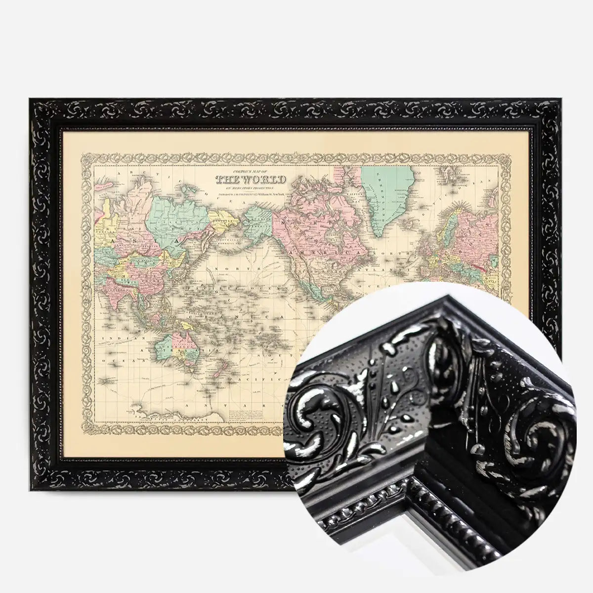 Coltons Map of the World on Mercators Projection 1858