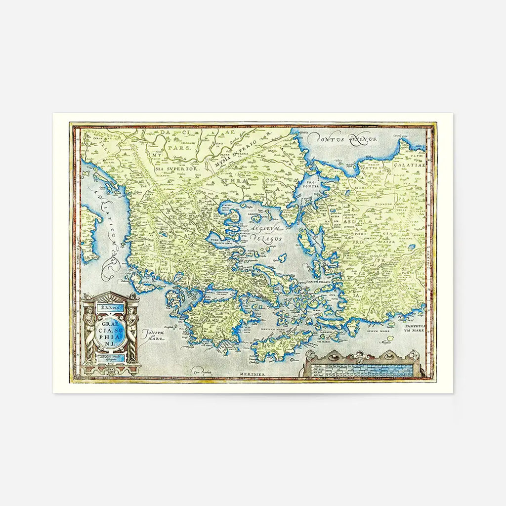 Vintage Map Greece Abraham Ortelius