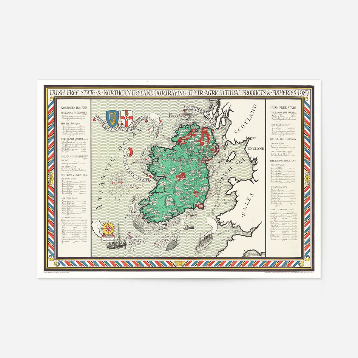 Irish Free State & Northern Ireland Map from 1929 By Macdonald Gil