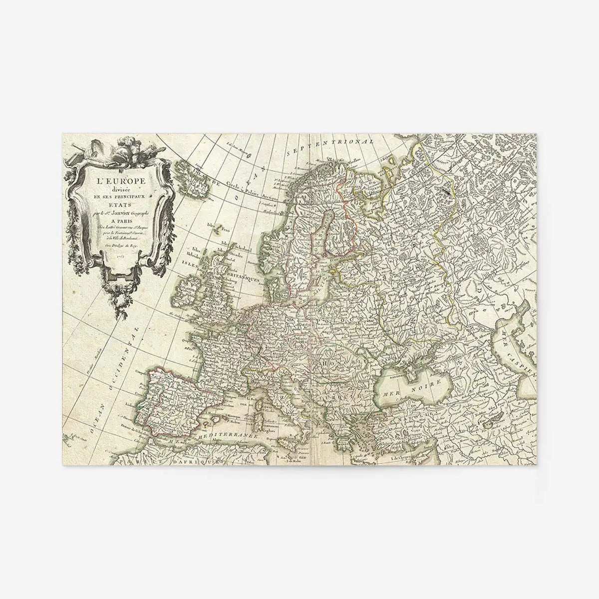 1782 Janvier Map Of Europe
