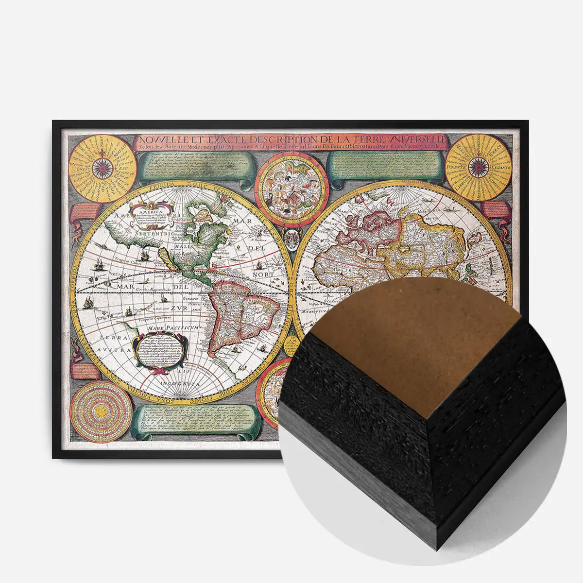Vintage Map of the World with Both Hempispheres