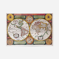 Vintage Map of the World with Both Hempispheres