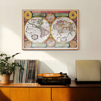 Vintage Map of the World with Both Hempispheres