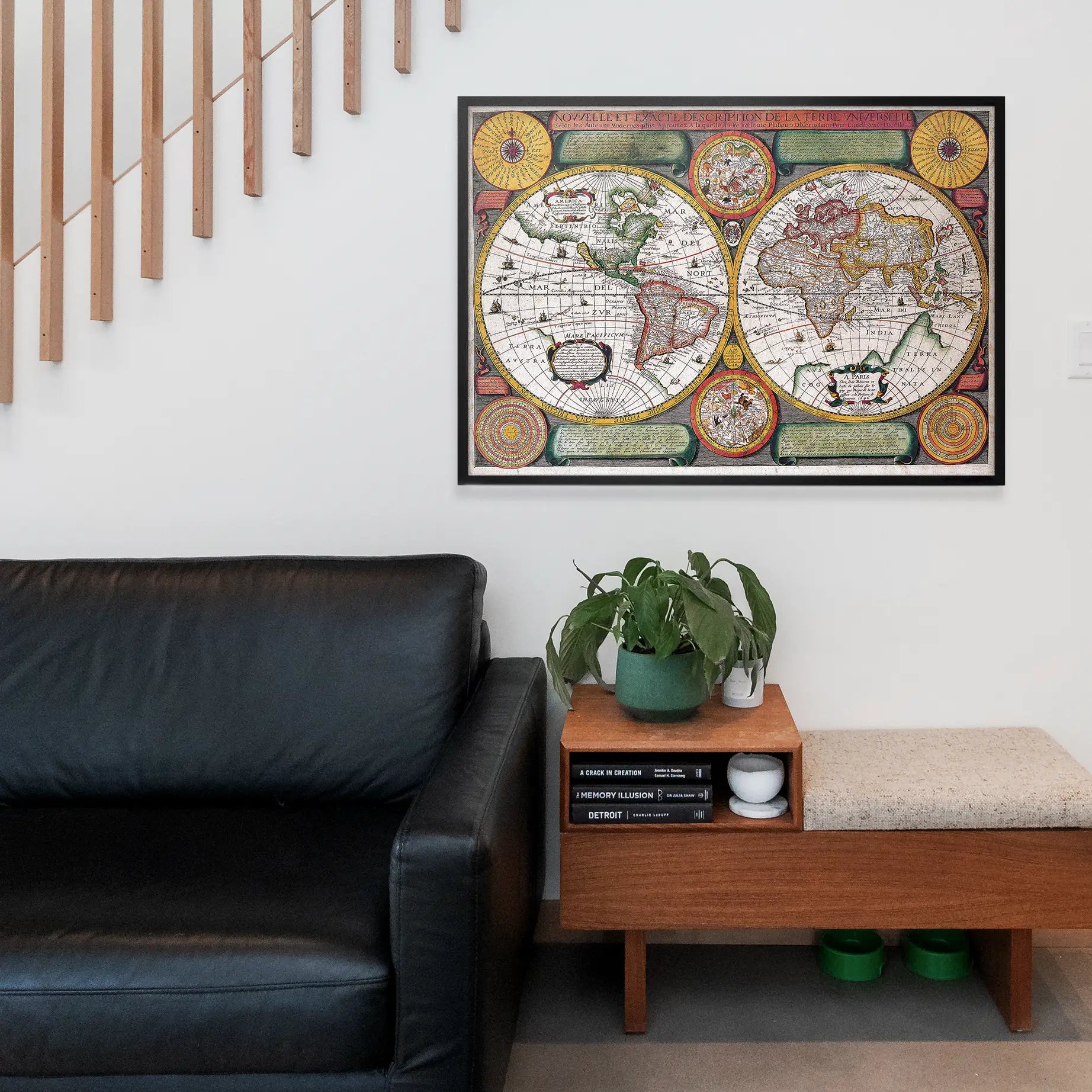 Vintage Map of the World with Both Hempispheres