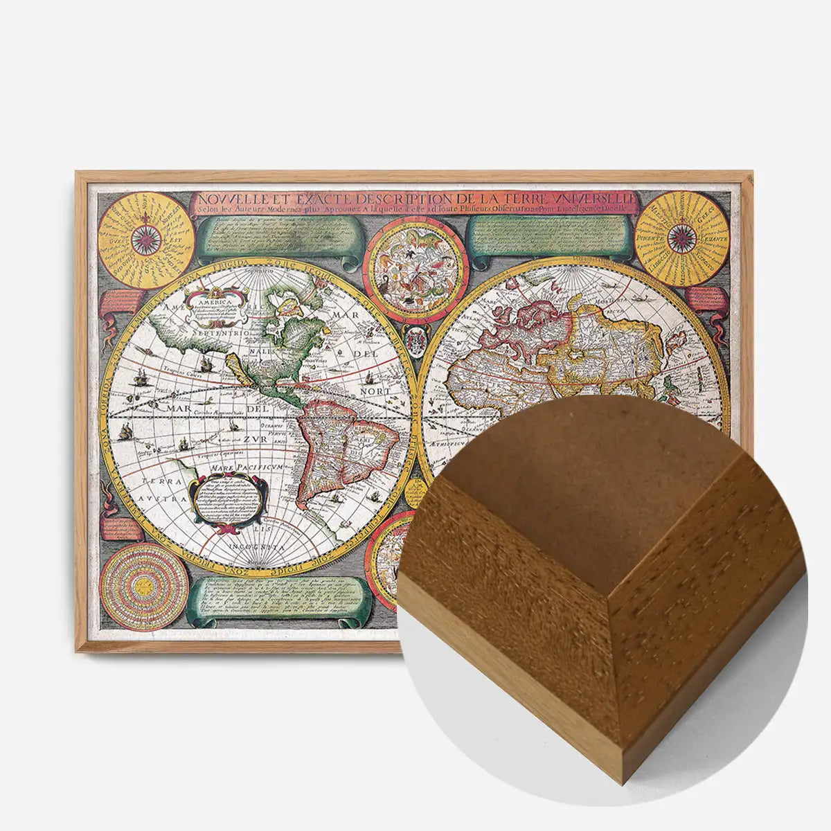 Vintage Map of the World with Both Hempispheres