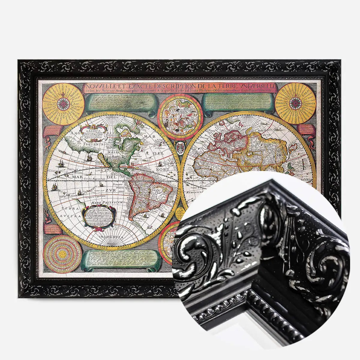 Vintage Map of the World with Both Hempispheres