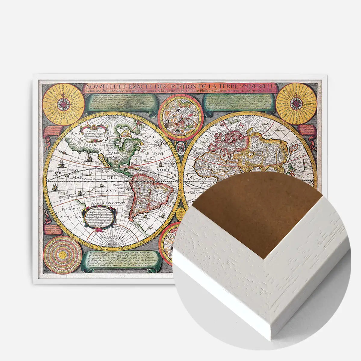 Vintage Map of the World with Both Hempispheres
