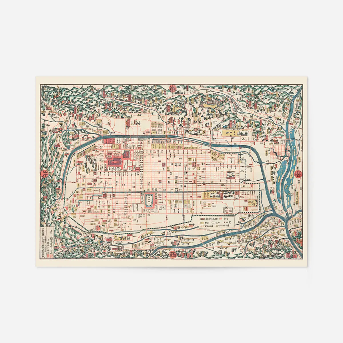 Map Of Kyoto 1863 By Takebara Kahei