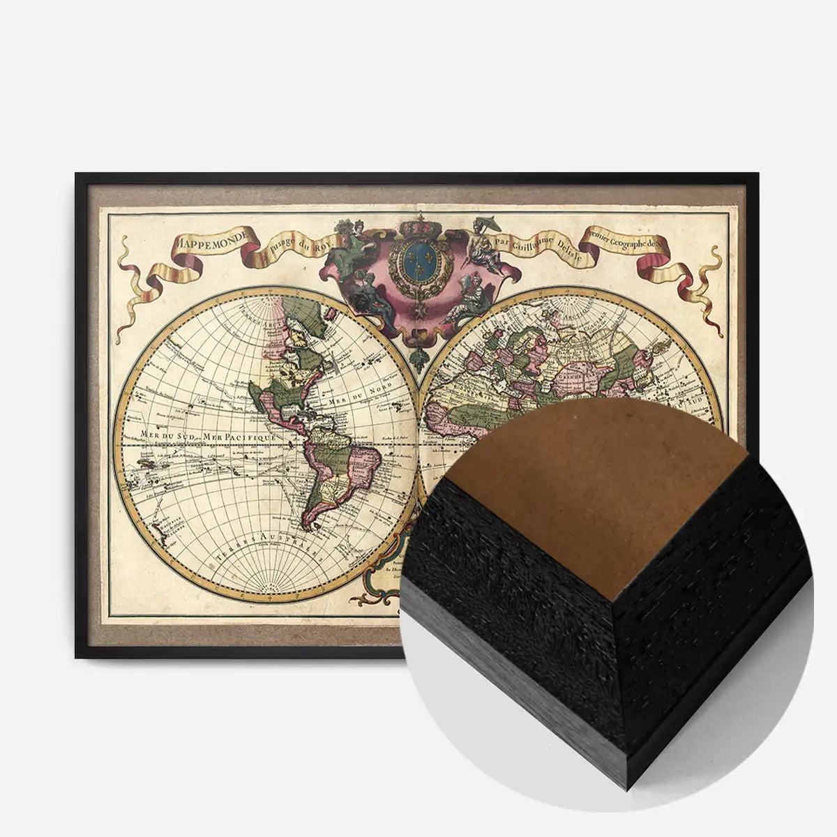 Decorative Antique Map Showing Nautical Exploration Routes