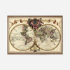 Decorative Antique Map Showing Nautical Exploration Routes