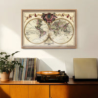 Decorative Antique Map Showing Nautical Exploration Routes