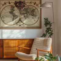 Decorative Antique Map Showing Nautical Exploration Routes