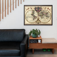 Decorative Antique Map Showing Nautical Exploration Routes