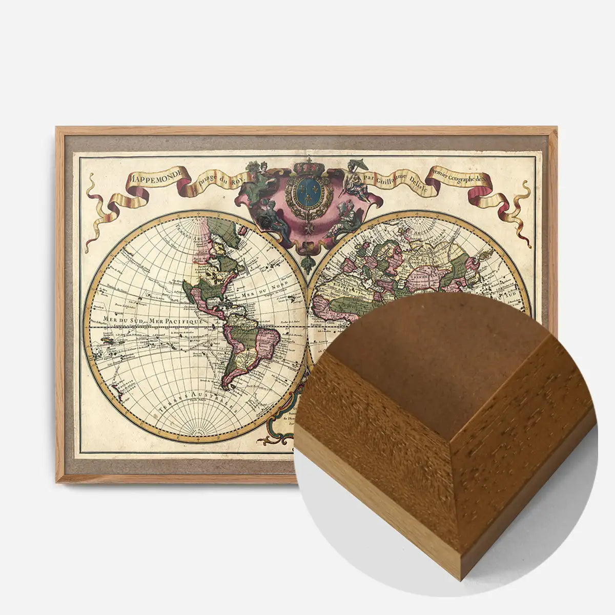 Decorative Antique Map Showing Nautical Exploration Routes