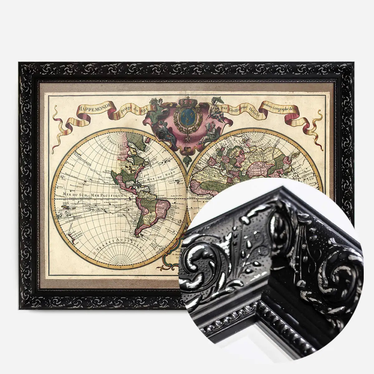 Decorative Antique Map Showing Nautical Exploration Routes