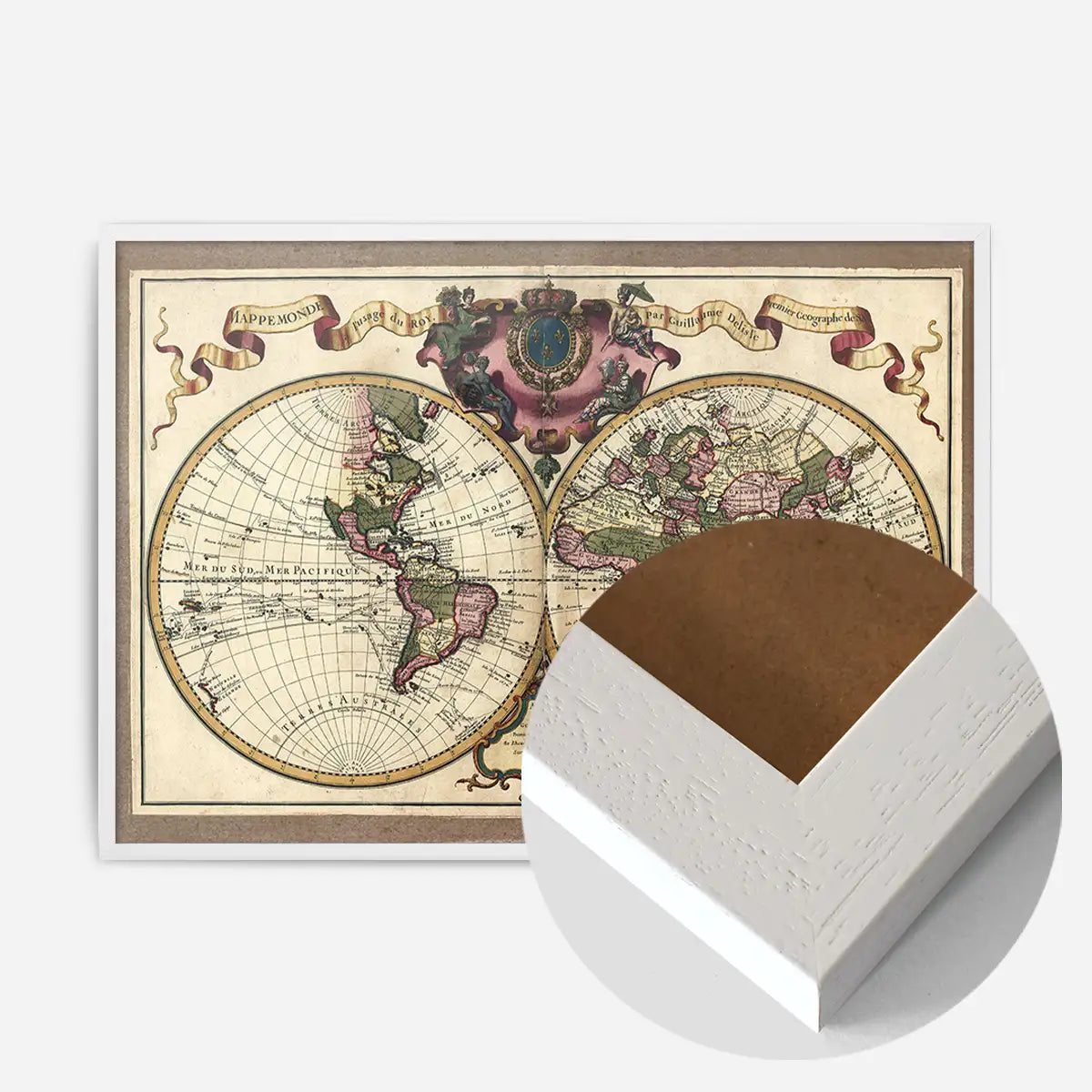 Decorative Antique Map Showing Nautical Exploration Routes