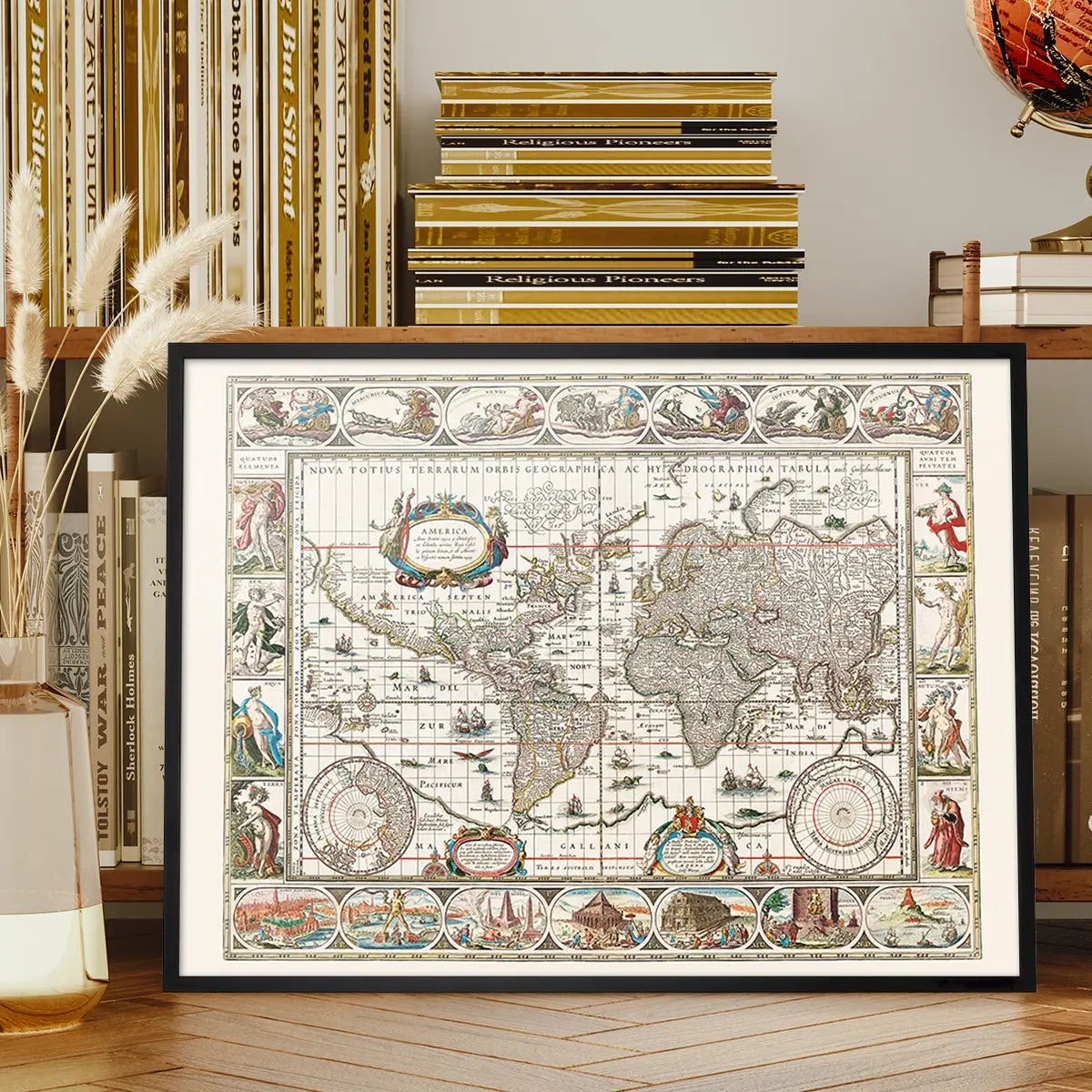 1630 Ornate Map by Willem Blaeu