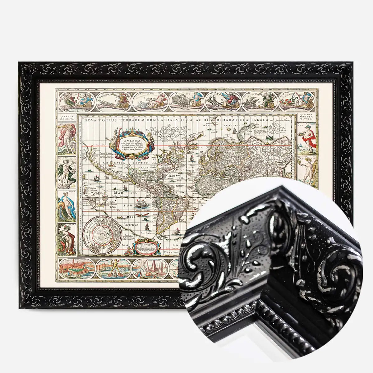 1630 Ornate Map by Willem Blaeu