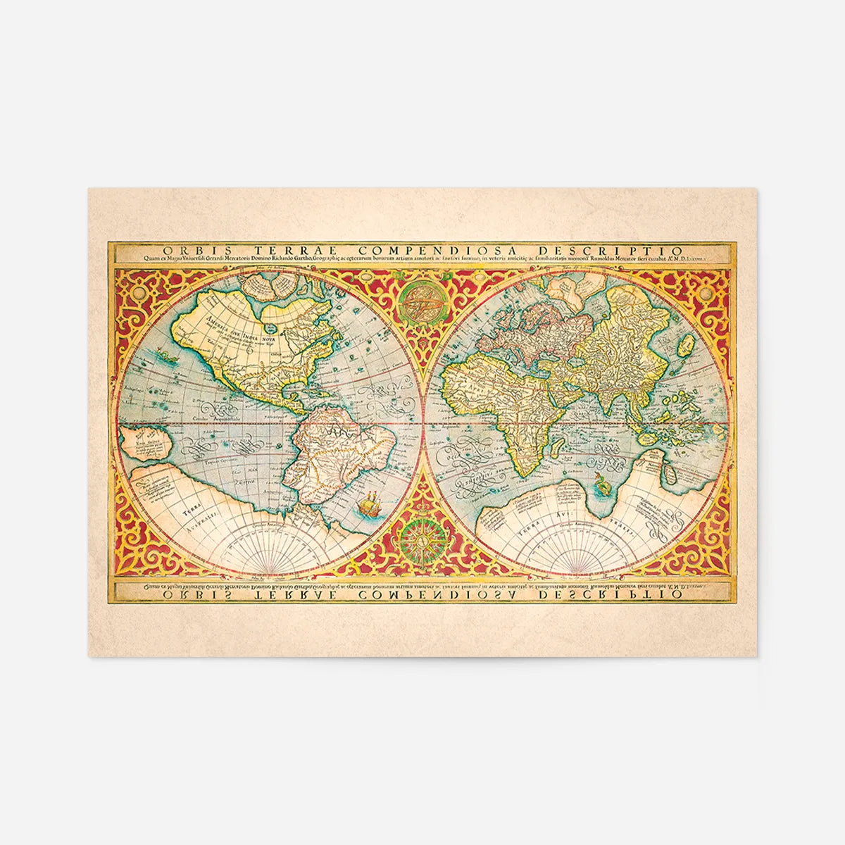 Illustrated Great World Map Of 1569 by C H Apperson
