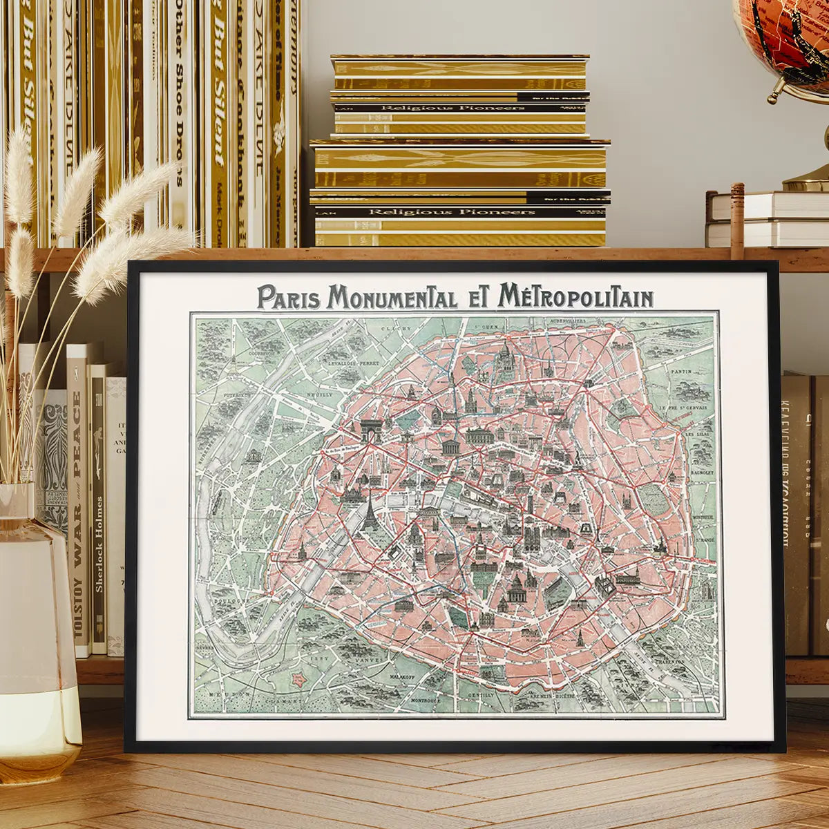 Plan Of Paris With Significant Buildings And Metro Lines 1920